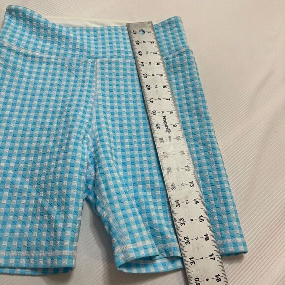 Anthropologie The Upside Blue White Textured Check Bike Athletic Short Medium - Picture 3 of 7